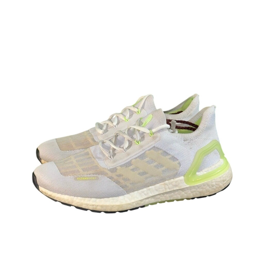 Adidas Ultraboost 20 Mens White Signal Green Running‎ Shoes FY3472 Size 8